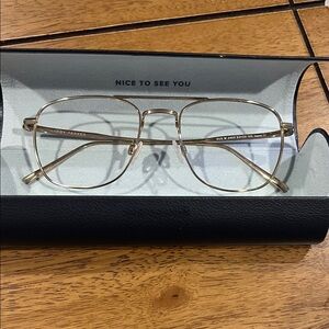 Warby Parker Gus Wide Gold Aviator Glasses